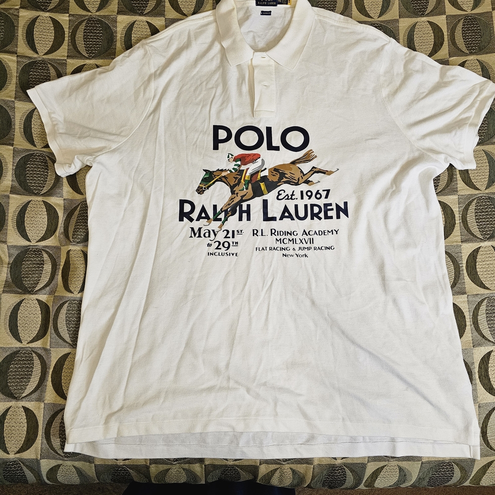 Polo by Ralph Lauren White Graphic Classic Fit Polo Shirt